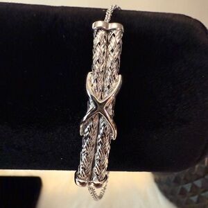 G15 Beautiful 92.5% Silver Braided Adjustable Slide Bracelet
